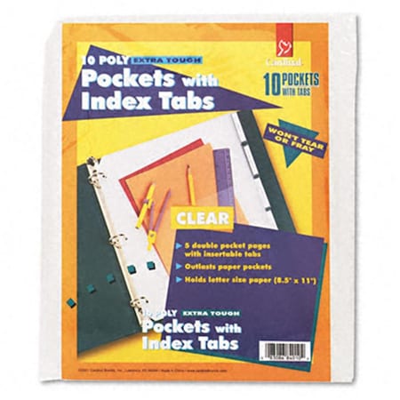 Cardinal Ring Binder Divider Pockets with Index Tabs  8-1/2 x 11  Clear  Five per Pack CA32183